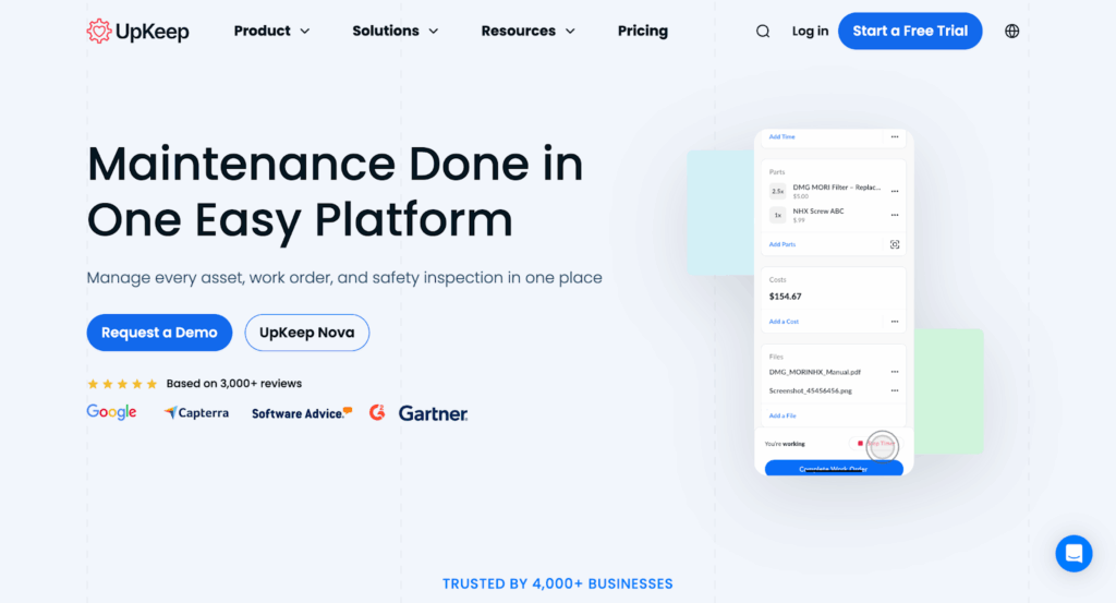 upkeep homepage